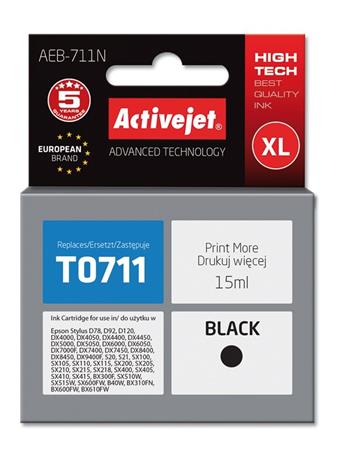ActiveJet inkoust Epson T0711 D78/DX6000/DX6050 Black, 15 ml AEB-711