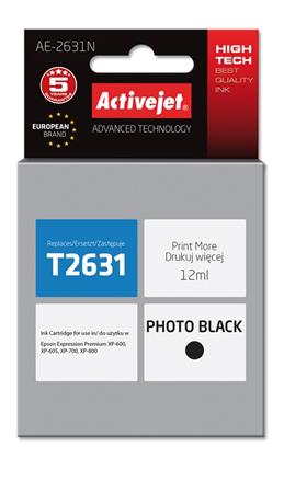ActiveJet inkoust Epson T2631 Black XP-600, XP-800 AE-2631N 12 ml