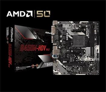 ASROCK MB B450M-HDV R4.0 (AM4, amd B450, 2xDDR4 3200, 4xSATA3, 7.1, USB3.1, VGA+DVI +HDMI, mATX)