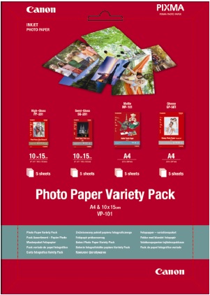 Canon fotopapír Photo Paper Variety Pack A4 & 10x15 (PP SG MP GP) po 5
