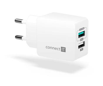 CONNECT IT Fast Charge nabíjecí adaptér 2×USB-A, 3