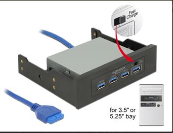 Delock 3.5” / 5.25” USB 3.0 Hub 4 Port