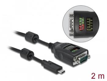 Delock Adaptér USB Type-C™ na sériové rozhraní DB9 s devíti LED se zkoušečkou rozhraní RS-232