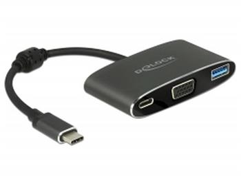 Delock Adaptér USB Type-C™ samec > VGA samice (DP Alt Mód) + USB Typ-A + USB Type-C™ PD