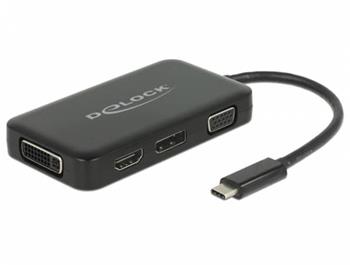 Delock Adaptér USB Type-C™ Stecker > VGA / HDMI / DVI / DisplayPort samice černý