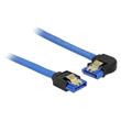 Delock Cable SATA 6 Gb/s receptacle straight > SATA receptacle left angled 100 cm blue with gold clips