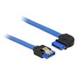 Delock Cable SATA 6 Gb/s receptacle straight > SATA receptacle right angled 50 cm blue with gold clips