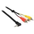 Delock Cable Stereo jack 3.5 mm 4 pin male angled > 3 x RCA male 1.5 m