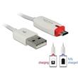 Delock datový a napájecí kabel USB 2.0-A samec > Micro USB-B samec s LED indikátorem, bílý