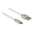 Delock datový a napajecí kabel USB 2.0 Type-A samec > USB 2.0 Micro-B samec s bílým textilním obalem 15 cm