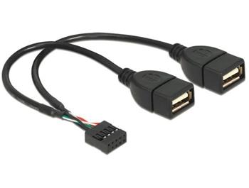 Delock kabel 2x USB 2.0 A samice na pinový konektor