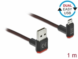 Delock Kabel EASY-USB 2.0 Typ-A samec na EASY-USB Typ Micro-B samec pravoúhlý nahoru / dolů 1 m černý