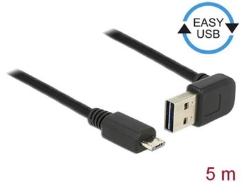 Delock Kabel EASY-USB 2.0 Typ-A samec pravoúhlý nahoru / dolů > USB 2.0 Typ Micro-B samec 5 m