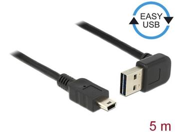 Delock Kabel EASY-USB 2.0 Typ-A samec pravoúhlý nahoru / dolů > USB 2.0 Typ Mini-B samec 5 m