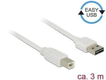 Delock Kabel EASY-USB 2.0 Typ-A samec > USB 2.0 Typ-B samec 3 m bílý