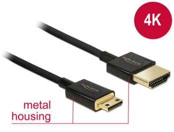 Delock Kabel High Speed HDMI s Ethernetem - HDMI-A samec > HDMI Mini-C samec 3D 4K 0,5 m Slim Premium