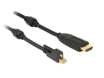 Delock Kabel mini Displayport 1.2 samec se šroubky > HDMI samec 4K aktivní černý 3 m