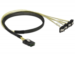 Delock Kabel Mini SAS SFF-8087 > 4 x SATA 7 pin samice 90° pravoúhlý 0,5 m
