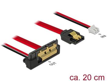 Delock Kabel SATA 6 Gb/s 7 pin samice + 2 pin napájecí samice > SATA 22 pin samice pravoúhlý dolů (5 V) kovový 20 cm