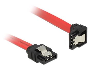 Delock Kabel SATA 6 Gb/s samec přímý > SATA samec pravoúhlý dolů 20 cm červený kovová spona