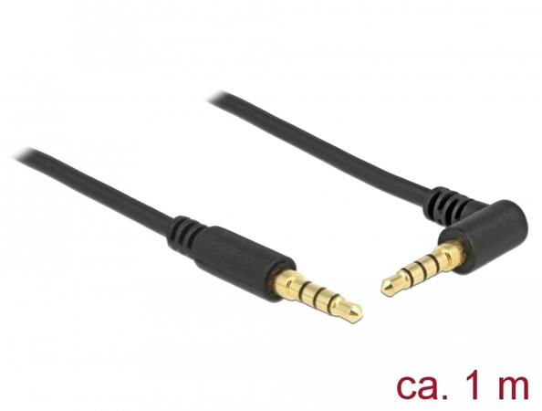 Delock Kabel Stereo Jack 3,5 mm 4 pin samec > samec pravoúhlý 1 m černý