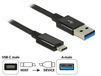 Delock Kabel SuperSpeed USB 10 Gbps (USB 3.1 Gen 2) USB Type-C™ samec > USB Typ-A samec 1 m koaxiál černý Premium