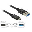 Delock Kabel SuperSpeed USB 10 Gbps (USB 3.1 Gen 2) USB Type-C™ samec > USB Typ-A samec 1 m koaxiál černý Premium