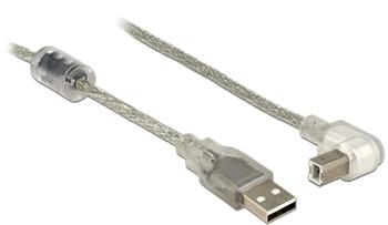 Delock Kabel USB 2.0 Typ-A samec > USB 2.0 Typ-B samec pravoúhlý 2,0 m transparentní