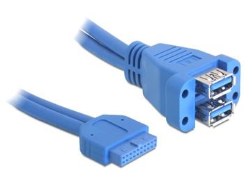 Delock kabel USB 3.0 pin konektor samice > 2 x USB 3.0-A samice