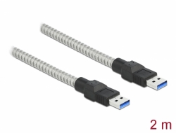 Delock Kabel USB 3.2 Gen 1 Typu-A samec na Typu-A samec, s kovovým opláštěním, 2 m