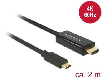 Delock Kabel USB Type-C™ samec > HDMI samec (DP Alt Mód) 4K 60 Hz 2 m černý