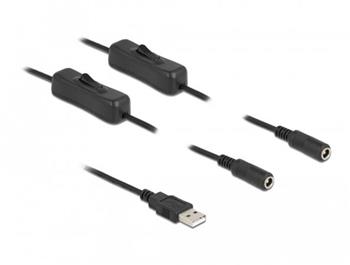 Delock Kabel USB Typu-A, zástrčkový, na 2 x DC zásuvky 5,5 x 2,1 mm, délky 1 m