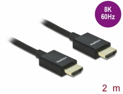 Delock Koaxiální Vysokorychlostní kabel HDMI, 48 Gbps, 8K 60 Hz, černý, 2 m