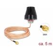 Delock LTE Antenna SMA plug 2 dBi fixed omnidirectional with connection cable (RG-316U 5 m) outdoor black
