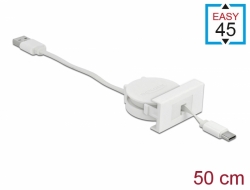 Delock Modul Easy 45 se zatažitelným kabelem s rozhraním USB 2.0 z USB Typu-A na USB Type-C™, bílý