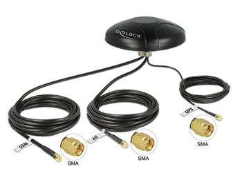 Delock Multiband LTE UMTS GSM GPS SMA Antenna omnidirectional roof mount outdoor