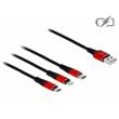 Delock Nabíjecí kabel USB 3 v 1 pro Lightning™ / Micro USB / USB Type-C™, 30 cm