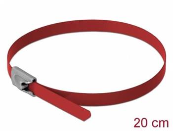 Delock Nerezové kabelové vázací pásky D 200 x Š 4,6 mm, červené, 10 ks