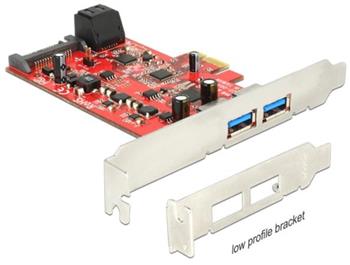 Delock PCI Express Card > 2 x external USB 3.0 + 2 x internal SATA 6 Gb/s – Low Profile Form Factor