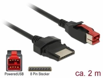Delock PoweredUSB kabel samec 24 V > 8 pin samec 2 m pro POS tiskárny a terminály