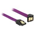 Delock SATA kabel 6 Gb/s, 50 cm otočený dole/rovný, kovové svorky, fialový Premium