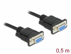 Delock Sériový kabel rozhraní RS-232 Sub-D9, ze zásuvkového na zásuvkový, délky 0,5 m, null modem