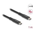 Delock Síťový kabel RJ45 Cat.8.1 S/FTP, zalomený dolů o 90° / přímý, 2 m, černý