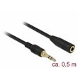 Delock Stereo Jack prodlužovací kabel 3,5 mm 3 pin samec na samici 0,5 m černý