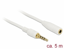 Delock Stereo Jack prodlužovací kabel 3,5 mm 4 pin samec na samici 5 m bílá