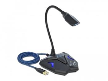 Delock Stolní herní USB mikrofon s husím krkem a s tlačítkem tlumení