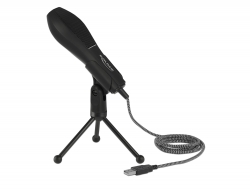 Delock USB kondenzátorový mikrofon se stolním stojanem - ideální pro hraní her, Skype a vokály