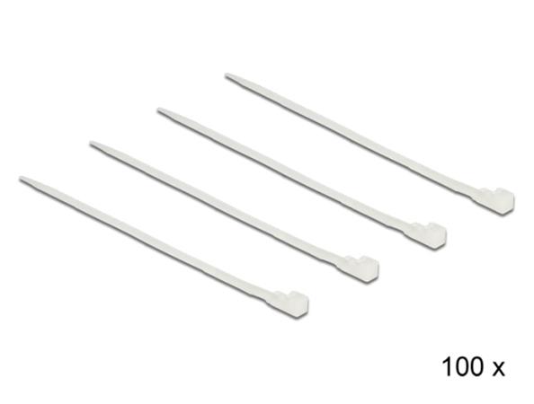 Delock vícekrát použitelné stahovací pásky bílé L 200 x W 4.8 mm 100 kusů