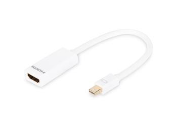 Digitus DisplayPort adapter cable, mini DP - HDMI type A M/F, 0.15m, DP 1.1a, CE, wh