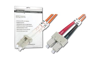 DIGITUS Fiber Optic Patch Cord, LC to SC, Multimode 50/125 µ, Duplex Length 10m OM2